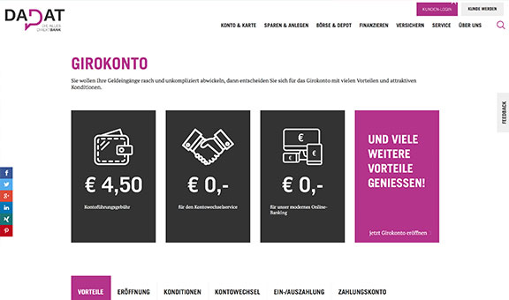 Gratis Konto und Kreditkarte von der Dadat Bank